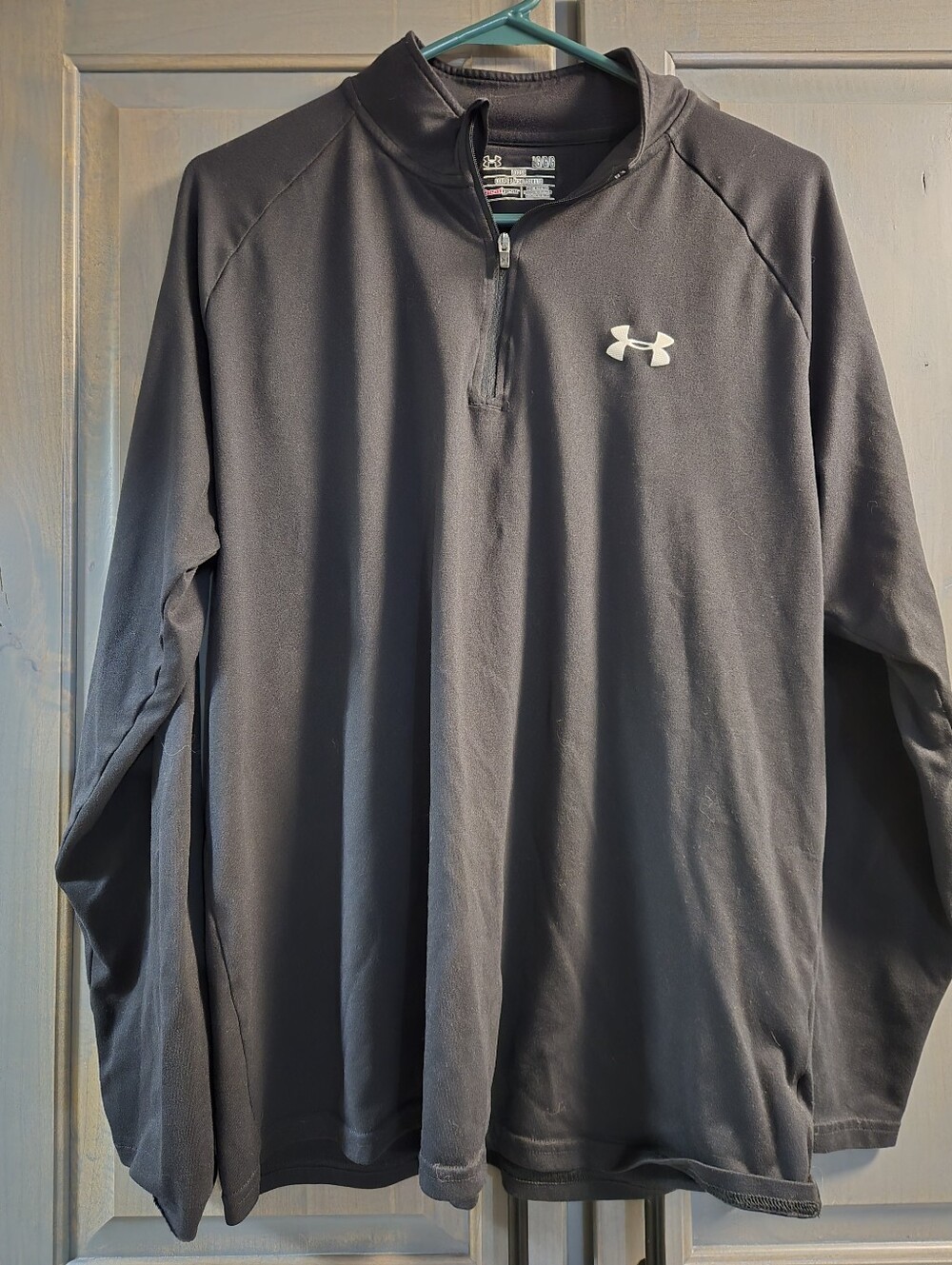 Under Armour Black Long-Sleeve 1/4 Zip Pullover with White Logo